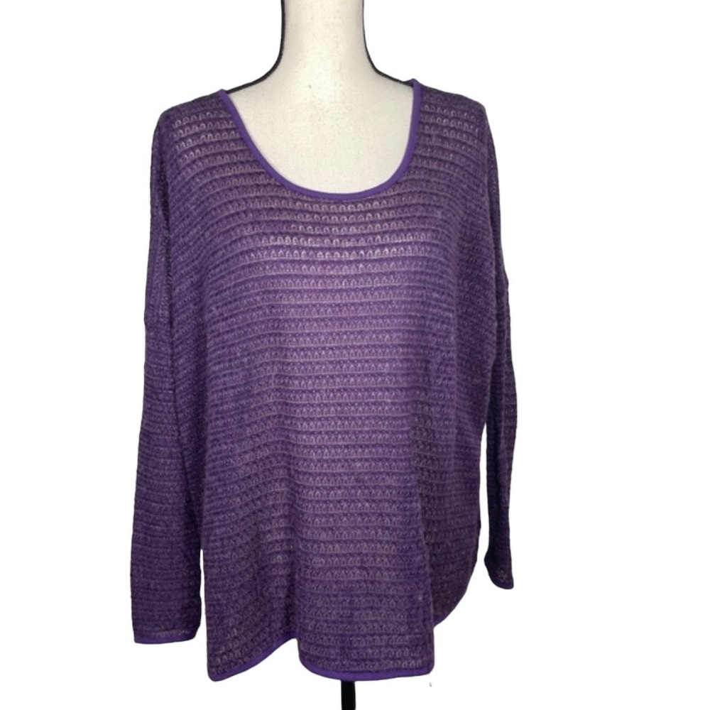 ArK N Co Purple Scoop Neck Open Knit Slim Fit Long Sleeve Tunic Sweater S